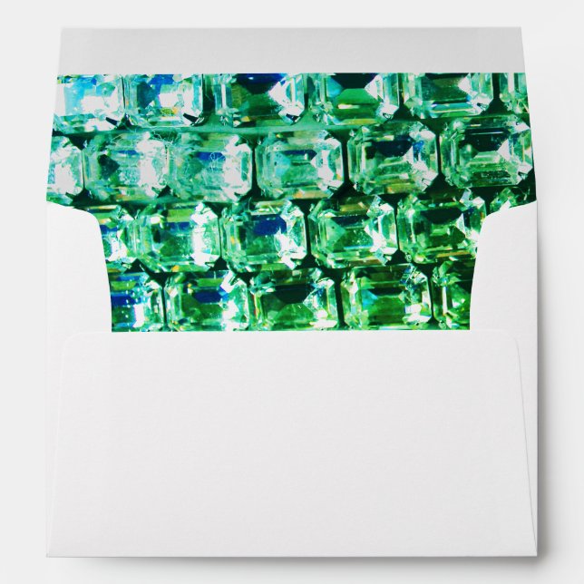 Green diamonds, green gemstone jewelry pattern  envelope (Back (Bottom))
