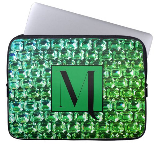 Green diamonds green gemstone jewelry pattern   laptop sleeve