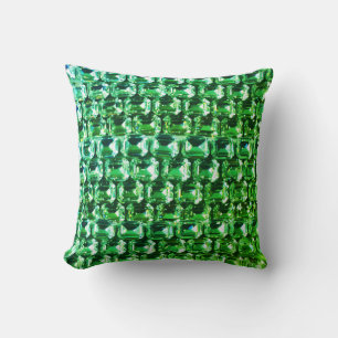 Green diamonds, green gemstone jewelry pattern throw pillow