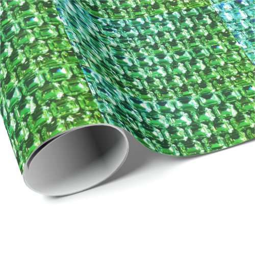 Green Diamonds green gemstone jewelry pattern    Wrapping Paper