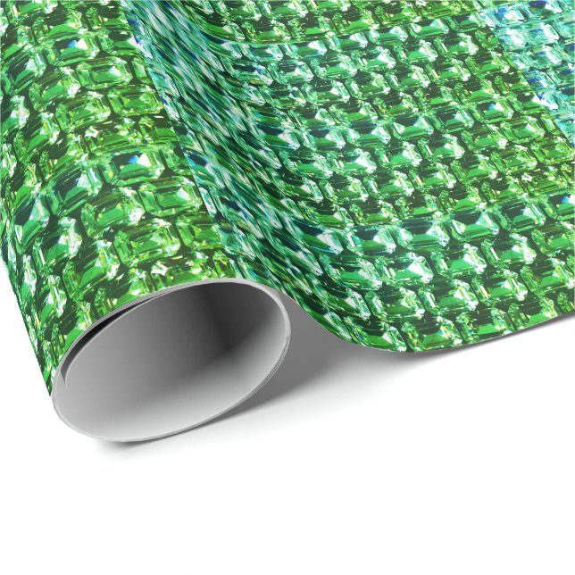 Green Diamonds, green gemstone jewelry pattern    Wrapping Paper (Roll Corner)