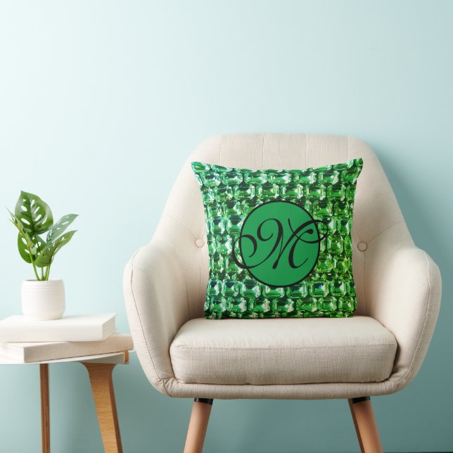 Green Diamonds, green vintage gemstones jewelry   Throw Pillow (Chair)