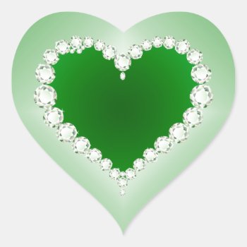 Green  Diamonds  Heart  Heart Sticker by esoticastore at Zazzle