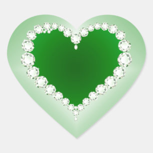 Green, Diamonds, Heart, Heart Sticker