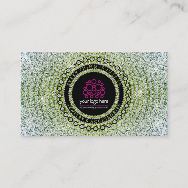 Green Diamonds Luxury Pattern Jewelry Business Card