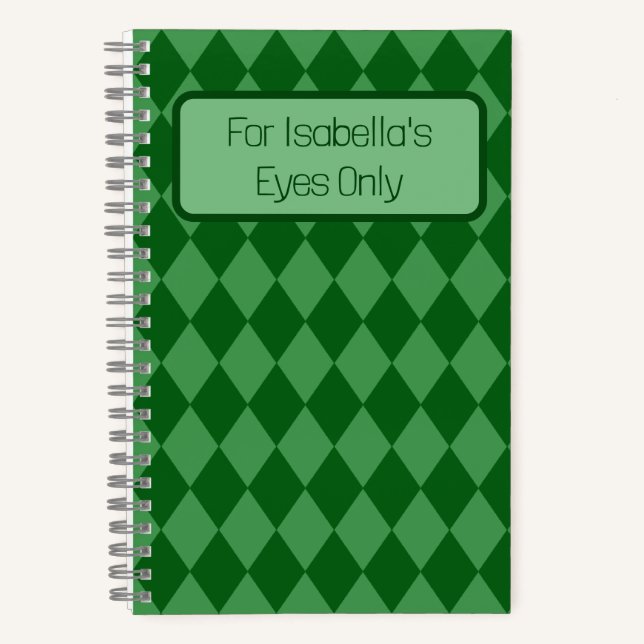 Green Diamonds My Eyes Only Journal (Front)