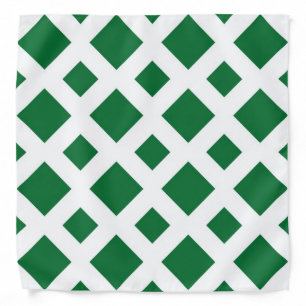 Green Diamonds on White Bandana
