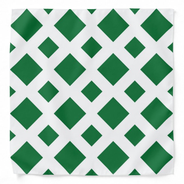 Green Diamonds on White Bandana (Front)