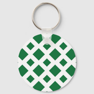 Green Diamonds on White Keychain