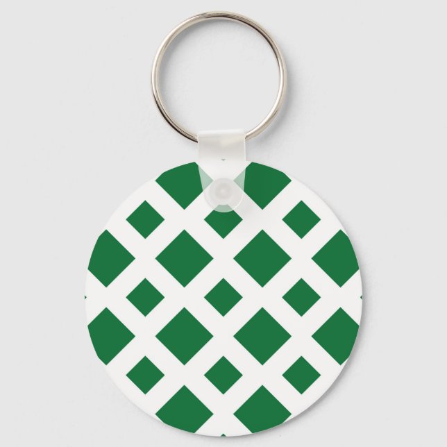 Green Diamonds on White Keychain (Front)
