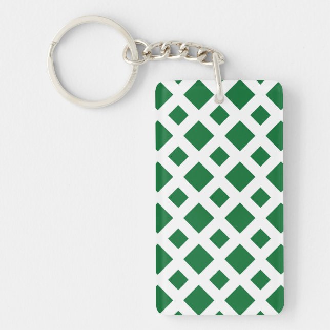 Green Diamonds on White Keychain (Front)