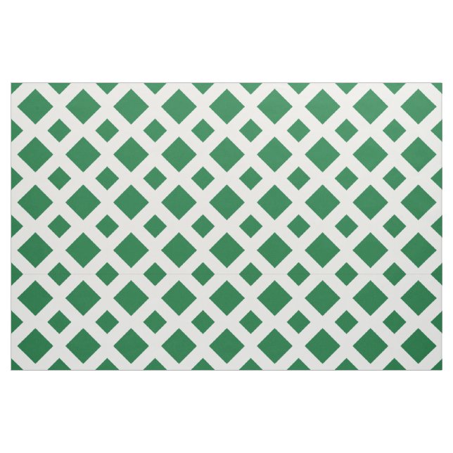 Green Diamonds on White Lattice Geometric Fabric (Fat Quarter)