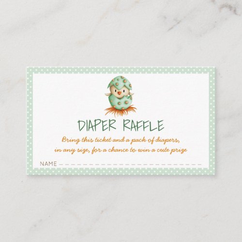 Green Diaper Raffle with Bird Hatching Baby Shower Enclosure Card