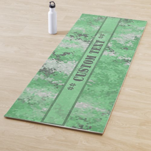 Green Digi Camo w Custom Text Yoga Mat