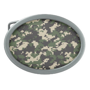 Green Digital Camouflage Pattern Belt Buckle