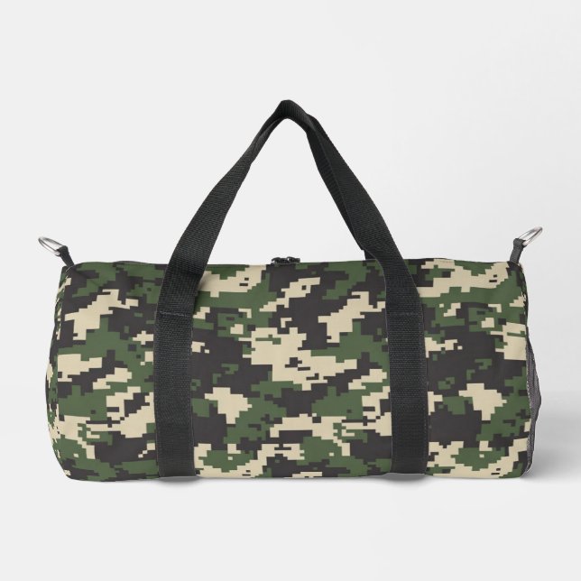 Green Digital Camouflage Pattern Duffle Bag (Front)