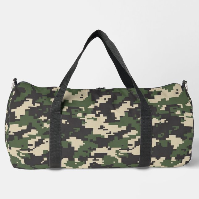Green Digital Camouflage Pattern Duffle Bag (Front)
