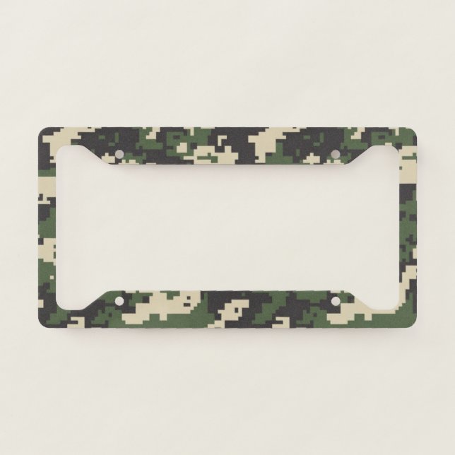 Green Digital Camouflage Pattern License Plate Frame (Front)