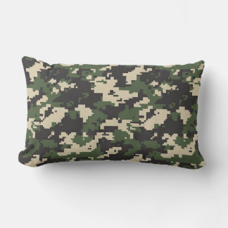 Green Digital Camouflage Pattern Lumbar Pillow