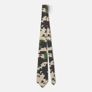Green Digital Camouflage Pattern Neck Tie