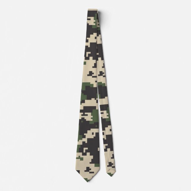 Green Digital Camouflage Pattern Neck Tie (Front)