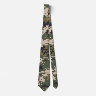 Green Digital Camouflage Pattern Neck Tie