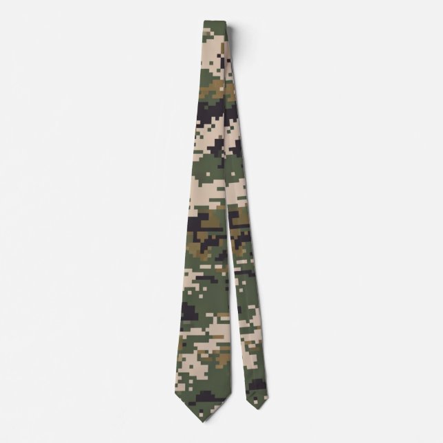 Green Digital Camouflage Pattern Neck Tie (Front)