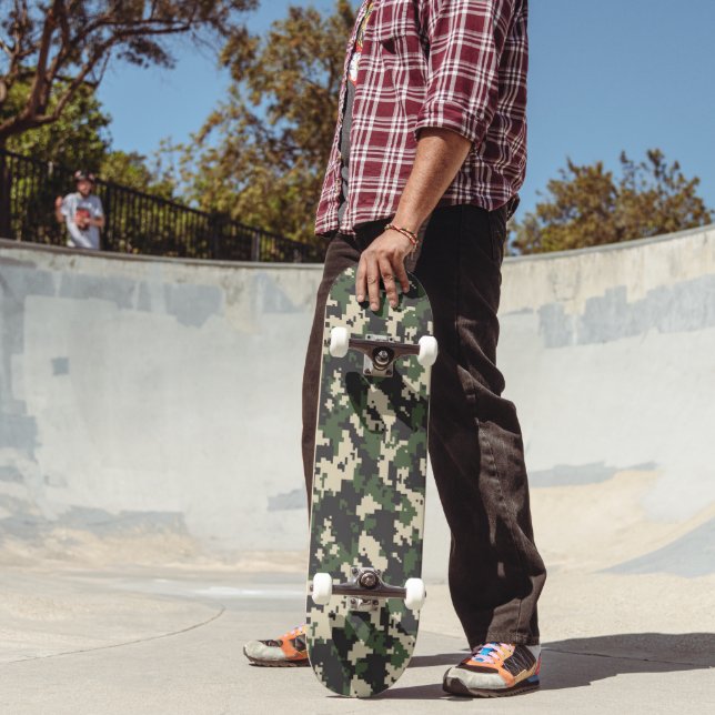 Green Digital Camouflage Pattern Skateboard (Outdoor 2)