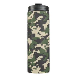 Green Digital Camouflage Pattern Thermal Tumbler
