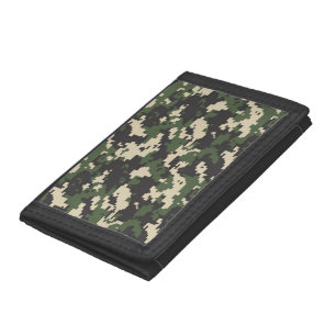 Green Digital Camouflage Pattern Tri-fold Wallet