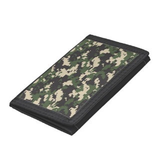 Green Digital Camouflage Pattern Tri-fold Wallet