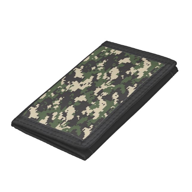 Green Digital Camouflage Pattern Trifold Wallet (Bottom)
