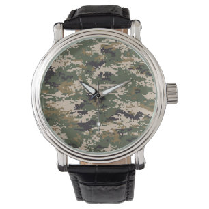 Green Digital Camouflage Pattern Watch