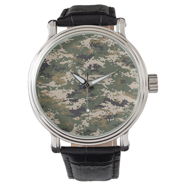Green Digital Camouflage Pattern Watch (Front)