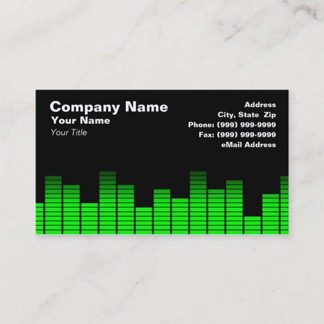 Green Digital Equalizer LEDs Business Card (Front)