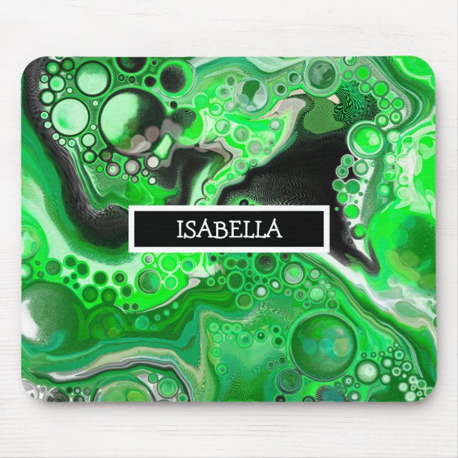 Green Digital Fluid Marble Art Personalized   Mouse Pad (Front)