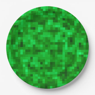 Green Digital Turf Sports Field Football Soccer Paper Plates