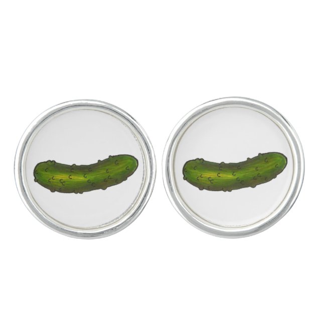 Green Dill Pickle Pickles Foodie Cufflinks (Front)