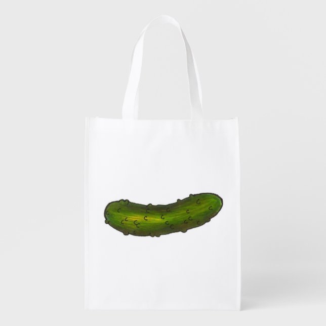 Green Dill Pickle Pickles Reusable Grocery Bag (Front)