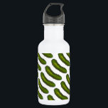 Green Dill Pickle Pickles Water Bottle<br><div class="desc">Features an original marker illustration of a dill pickle.</div>