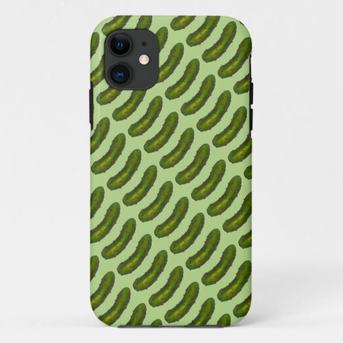 Green Dill Pickle Print Foodie Kosher Deli Pickles iPhone 11 Case