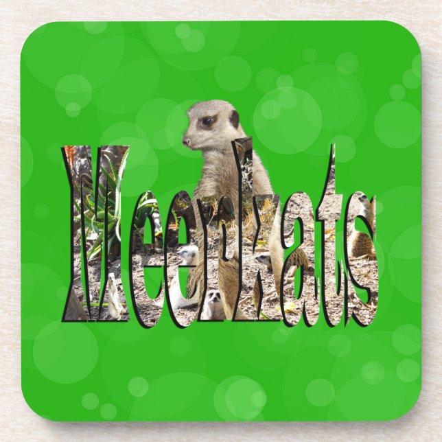 Green Dimensional Meerkats Name Logo, Beverage Coaster (Front)