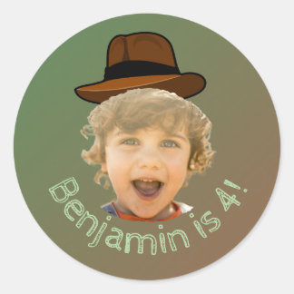 Green Dino Adventure Photo Sticker – Safari Hat
