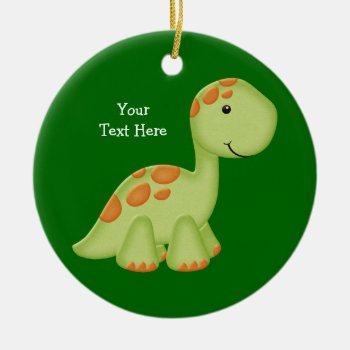 Green Dino (customizable) Ceramic Ornament by MadeForMe at Zazzle
