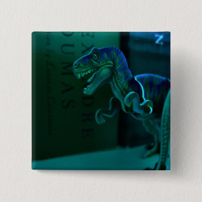 Green Dino Pinback Button (Front)