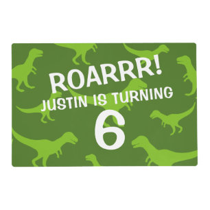 Green dino theme kid's Birthday party placemats