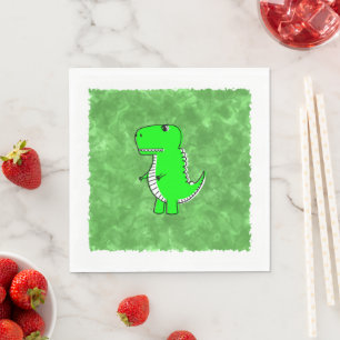 Green Dino Watercolor Baby Shower  Napkins