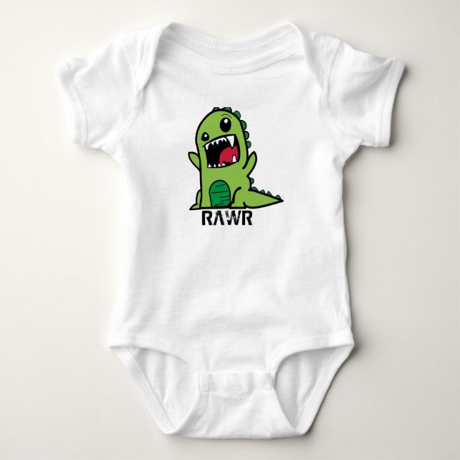 Green Dinosaur baby outfit Bodysuit (Front)