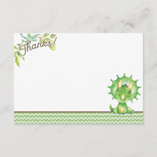 Green Dinosaur Baby Shower Thank You Card