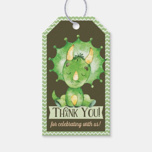 Green Dinosaur Baby Shower Thank You Gift Tag